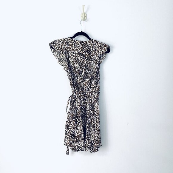 Free People French Quarter Mini Wrap Dress Jet Combo Leopard Print Black Small - Picture 9 of 11